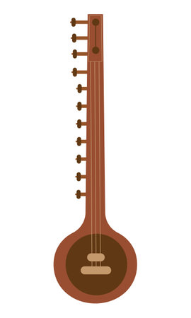 Indian Musical Instrument Veena isolated on whiteのイラスト素材