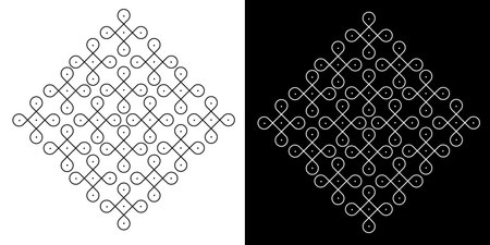 abstract kolam with dots vector illustrationのイラスト素材