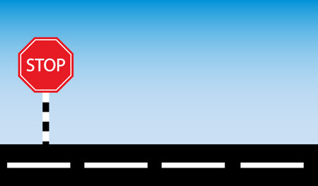 stop sign on the road vector illustrationのイラスト素材