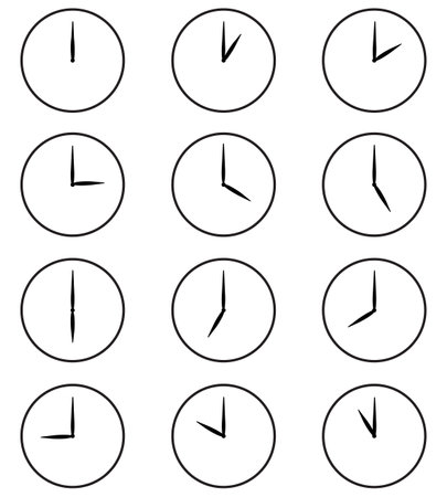vector illustration of set of clock showing time from 1 to 12のイラスト素材