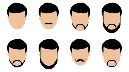 A set of Men's hairstyles, beards and moustache style. vector illustrationのイラスト素材