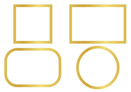 Golden geometric frames in art deco style. Luxury gold borders for for wedding invitation. Thin line oval and rectangle set for invitation decoration. Vector illustration isolatedのイラスト素材