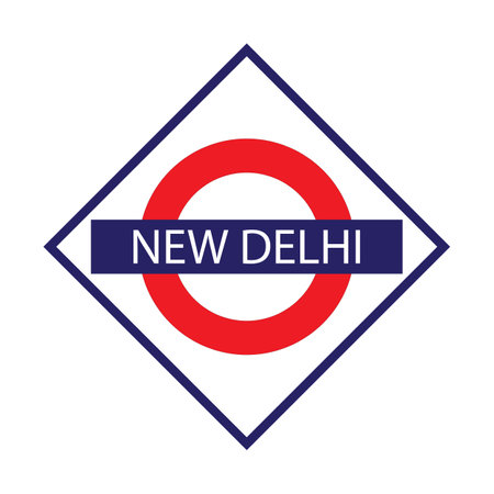 New Delhi junction railways name board isolated on whiteのイラスト素材