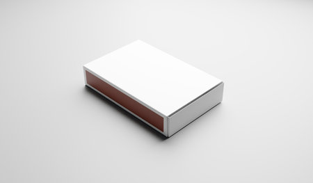 Blank white box mockup, 3d rendering isolated on gray backgroundの写真素材
