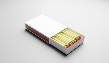 Box of matches on white background. 3d illustration. Mock up.の写真素材