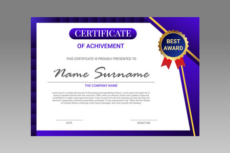certificate template,diploma layout,A4 size,vector illustrationのイラスト素材
