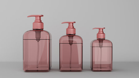 3d render of liquid soap dispenser pump bottle in studio backgroundの写真素材