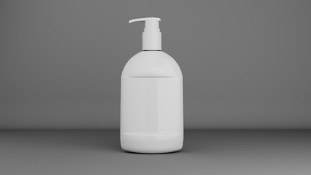 Blank white cosmetic bottle mockup, 3d rendering illustrationの写真素材