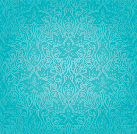 Turquoise Flowers, decorative ornate holiday vector vintage background floral mandala designのイラスト素材