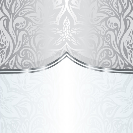 Silver shiny floral vintage pattern wallpaper background designのイラスト素材