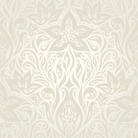 Wedding pale floral pattern Retro floral ecru decorative vector pattern wallpaper design  in trendy fashion vintage styleのイラスト素材