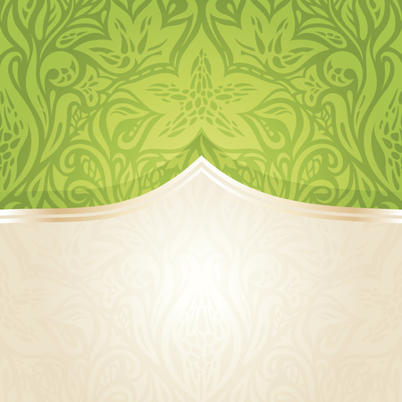 Green Floral Retro vintage wallpaper vector design backgroundのイラスト素材