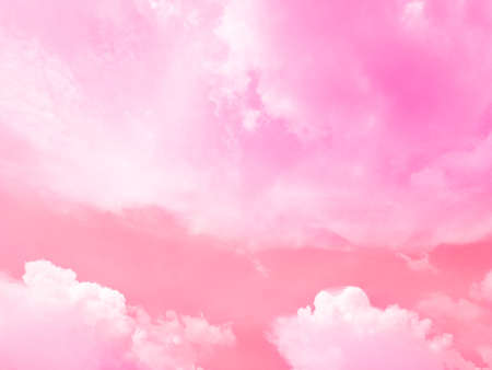 pink sky background with white cloud.Fantasy cloudy sky with pastel gradient color, nature abstract image use for backgroung.の写真素材