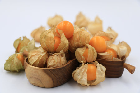 Cape Gooseberry (Peruvian groundcherry) isolate on white background.の写真素材
