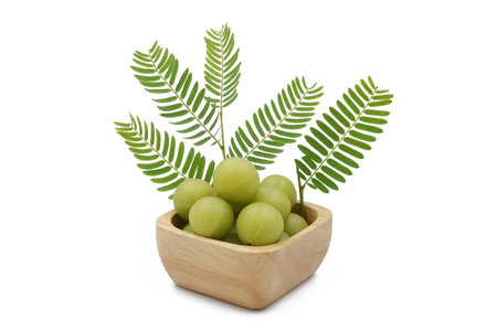 Indian gooseberry fruits or Amla ( phyllanthus emblica )  isolated on white background.の写真素材