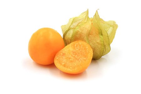 Cape Gooseberry (Peruvian groundcherry) isolate on white background.の写真素材