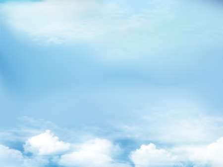 Clear blue sky and smooth white cloudy detail in background with copy space. Sky Nature Landscape Background.The summer heaven with colorful clearing sky. Beautiful sky nature. Vector illustration.のイラスト素材