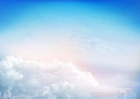 Abstract light blue sky with cloud background. Blue clouds vector design background. Fantasy blue color. Sweet pastel sky vector background.Vector illustrator.のイラスト素材