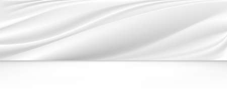 The luxury of white fabric texture background.Closeup of rippled white silk fabric.Abstract  white cloth or liquid wave  vector background.Cloth soft wave. Creases of satin, silk, and cotton.のイラスト素材