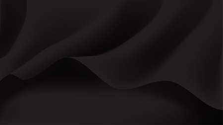 Luxury black cloth is flying background. Abstract dark fabric texture background. Rippled wavy silk. Beautiful background.  Cloth soft wave. Creases,Shiny of satin or cotton.Vector illustration.のイラスト素材