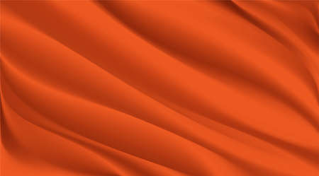 The luxury of orange fabric texture background.Closeup of rippled silk fabric. Abstract orange cloth or liquid wave  vector background.Cloth soft and smooth wave. Creases of satin, silk, and cotton.のイラスト素材