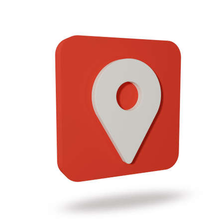 Red map pointer set Isolated  on white background. 3D map pointer, symbol, position  3D rendering.の写真素材