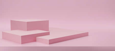 Abstract pink and gradient light background with studio  backdrops. 3D rendering pink Blank display or clean room for showing product. Minimalist mockup for podium display or showcase. 3D render.の写真素材