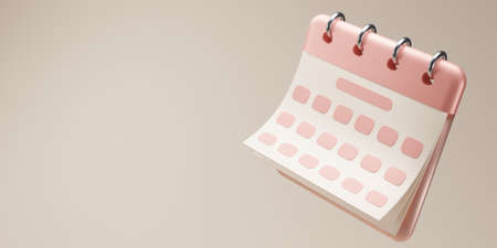 3D render minimal pink note icons isolate on light pink background. Blank paper calendar icons.  calendar date icon . 3D renderingの写真素材