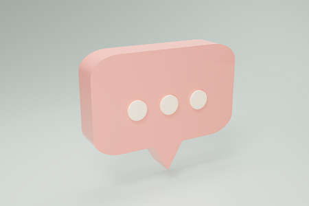 3D render pink Minimal chat bubble. Contact us or chat  icon 3D in gray background. Concept of communication, social media messages, SMS, comments. 3d renderingの写真素材