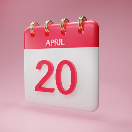 Minimal red calendar icon isolate on soft pink background. Paper calendar icons.  Calendar date icon. 3D rendering illustration.の写真素材
