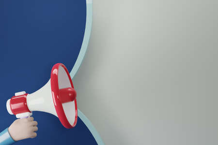 Red megaphone loudspeaker. Magaphone with copy space for texts or message. 3d render illustration.