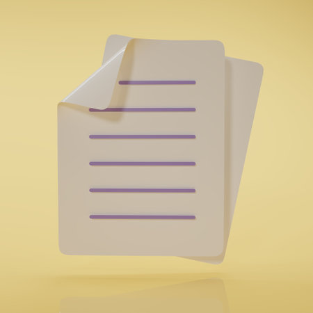 Document icon for graphic and web design. Paper icon, Document icon 3d rendering illustration.の写真素材