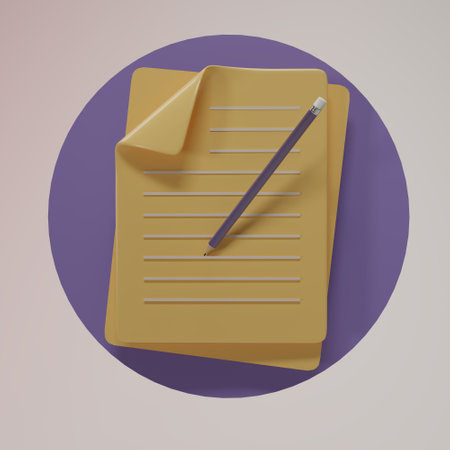 Document icon for graphic and web design. Yellow Paper icon, Document icon. 3d rendering illustration.の写真素材