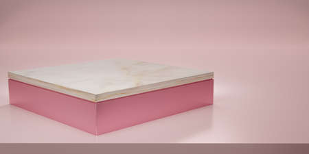 Pink with white marble podium on studio backdrops.  Blank display or clean room for showing product...