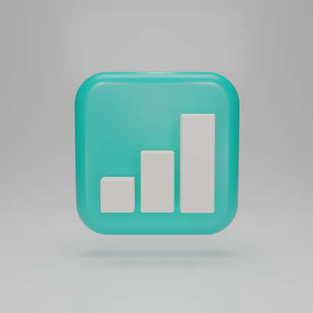 3D render Chart or  graph icon with white simple bar on blue. Growing graph icon. Minimal marketing...