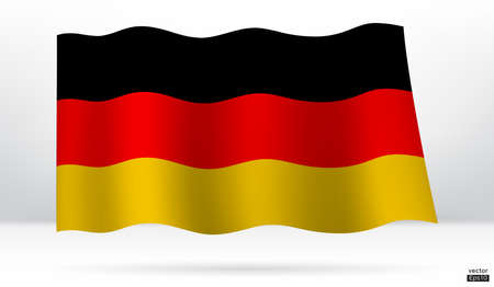 National flag of Germany. The flag of Germany flying. Vector illustration sign.Reichsbanner Schwarz-Rot-Goldのイラスト素材