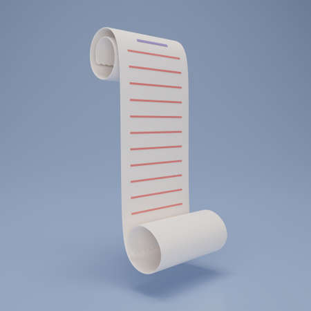 3D render bill payment icon isolate on blue background. Cartoon bill online payment. Receipt icon...