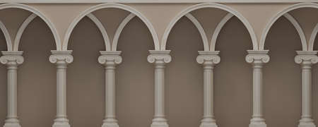 3D Ancient marble pillars in a row with light and shadow. Classic roman Colums stone, Pillars...
