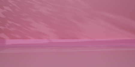 3D render Shiny pink pedestal with light and shadow on pink studio backdrops. The blank display or clean room for showing products. Minimalist mockup for stage display or showcase. 3D rendering.の写真素材