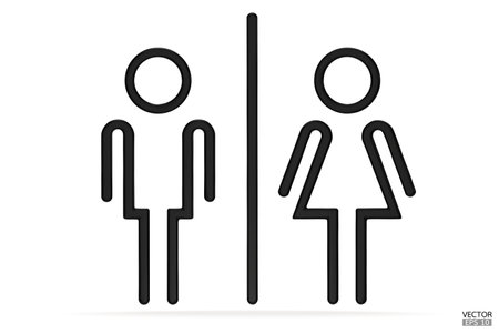 Black Men and women restroom icon in white background, men and women bathroom 3D sign.Toilet vector icon for any use. 3D Vector illustrator.のイラスト素材