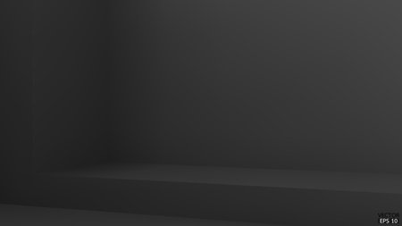 Abstract black and gradient light background with studio backdrops. Dark Blank display or clean room for showing product. Black  background. Vector illustration.のイラスト素材