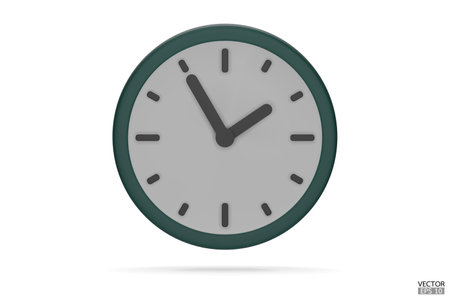 Pastel green watch isolated on white background. 3D Round clock icon. Cartoon minimal style.Time-keeping, measurement of time, and time management. Clock icon logo, app UI. 3D Vector illustration.のイラスト素材