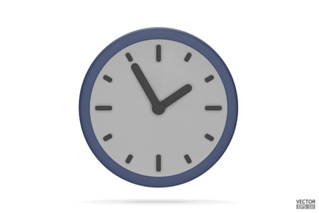 Pastel blue watch isolated on white background. 3D Round clock icon. Cartoon minimal style.Time-keeping, measurement of time, and time management. Clock icon logo, app UI. 3D Vector illustration.のイラスト素材