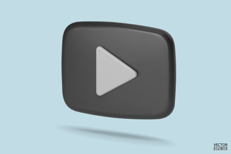 Black Video camera icon isolate on white background. 3d Realistic movie icon, play button for the interface of applications and web pages. Video, streaming, multimedia concept. 3D vector illustration.のイラスト素材