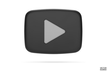 Black Video camera icon isolate on white background. 3d Realistic movie icon, play button for the interface of applications and web pages. Video, streaming, multimedia concept. 3D vector illustration.のイラスト素材