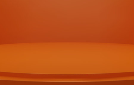 Abstract Luxury orange Background. Empty orange Gradient Room, Studio, Space. Curved stage used as a background for displaying your products.  3D vector Illustration.のイラスト素材