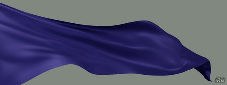 Flying dark blue silk textile fabric flag background. Smooth elegant blue Satin Isolated on Background for grand opening ceremony. Dark Blue curtain. 3d vector illustration.のイラスト素材