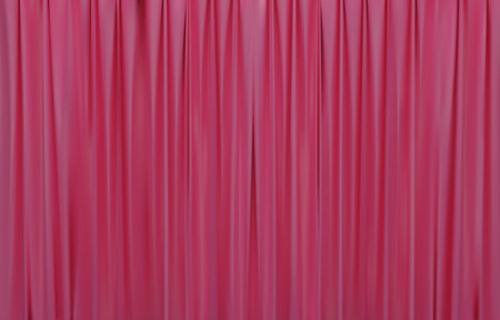 The closed pink curtain in the theatre background. Theatrical drapes. Pink curtains on a theatre stage. 3D Vector illustration.のイラスト素材
