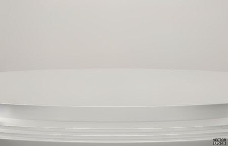 Abstract Luxury white Background. Empty silver Gradient Room, Studio, Space. Curved stage used as a background for displaying your products.  3D vector Illustration.のイラスト素材