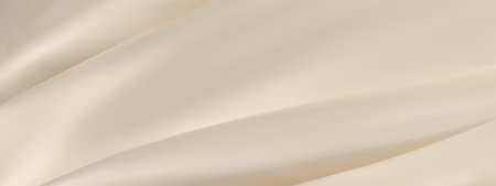 Abstract golden silk vector background. Luxury white cloth or liquid wave. Abstract or cream fabric texture background. Beige Cloth soft wave. Creases of satin, silk, and Smooth elegant cotton.のイラスト素材